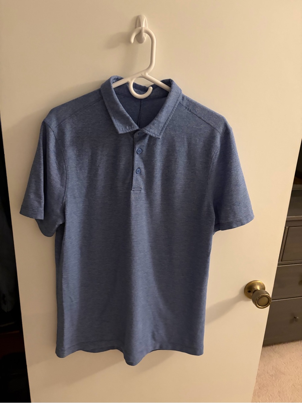 lululemon athletica Men's Heathered Light Blue Polo men’s large